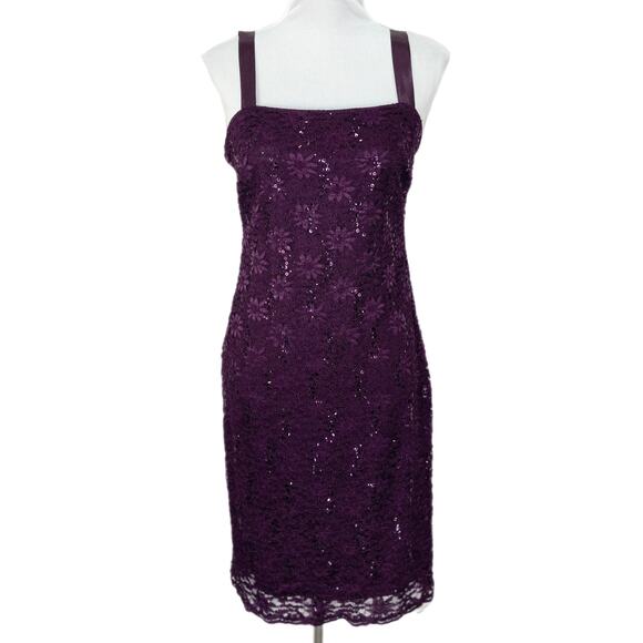 R&M Formal Dresses & Skirts - Y2K Purple Lace Sequins Short Formal Slip Dress - Women's Size 6
